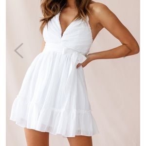 Jordan Halterneck Waist Tie Dress White